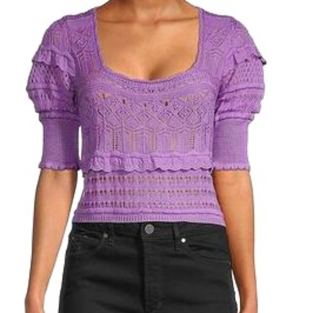 70/21 Womens  Square Neck Sweater, Purple